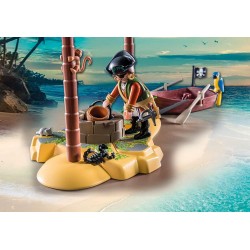 Playmobil Pirates 70962 Promo Pack Isola dei Pirati, Isola del tesoro dei pirati con scheletro e cannone che spara