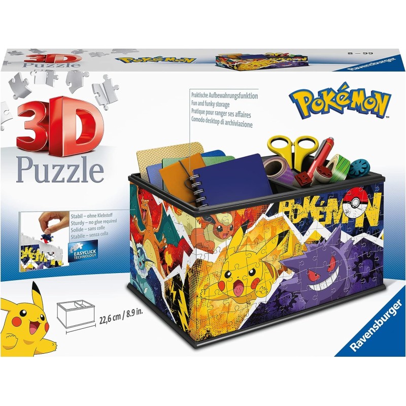 Ravensburger - 3D Puzzle Storage Box Pokémon, 216 Pezzi, 8+ Anni