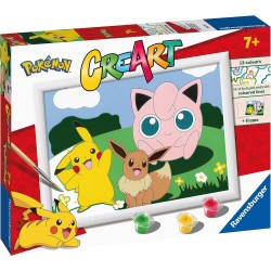 Ravensburger - CreArt Serie D: Pokémon Classics, Kit per Dipingere con i Numeri, Contiene una Tavola Prestampata, Pennello, Colo
