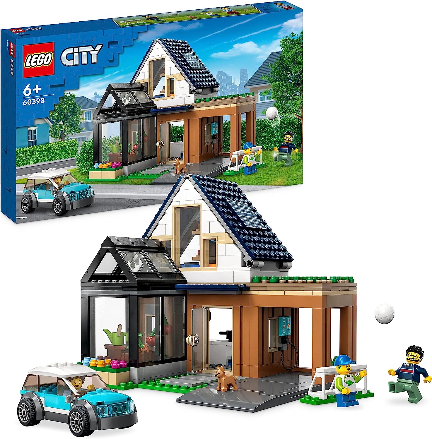 LEGO 60398 City Villetta Familiare e Auto Elettrica, Modular Building Set  Casa delle Bambole con Macchina Giocattolo, Minifigure