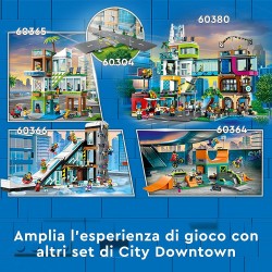 LEGO 60380 City Downtown, Modular Building Set, Casa Giocattolo con Stanze Combinabili, Negozio di Giocattoli, Barbiere, Studio 