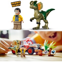 LEGO 76958 Jurassic Park L’Agguato del Dilofosauro, Set Dinosauro Giocattolo con Minifigure e Jeep, Collezione 30° Anniversario