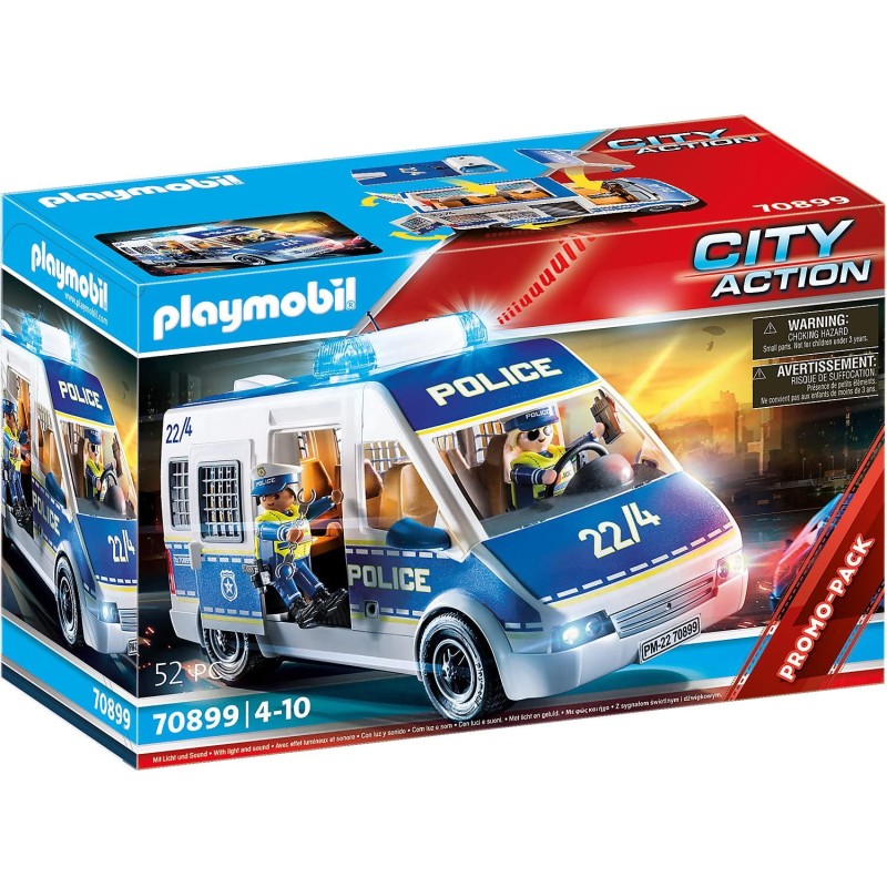 Playmobil City Action 70899 Furgone della Polizia, con Luci e Suoni, Giocattoli per Bambini dai 4 Anni