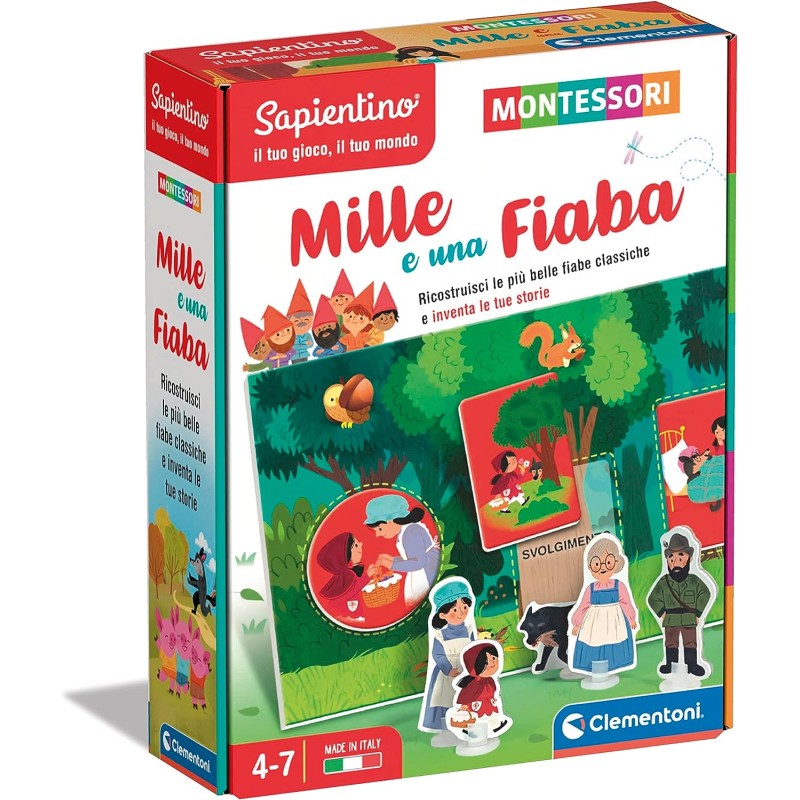 Clementoni - Sapientino Mille e Una Fiaba - Gioco Educativo 4 Anni, Flashcards Montessori - Made in Italy, Colore Italiano, 1642