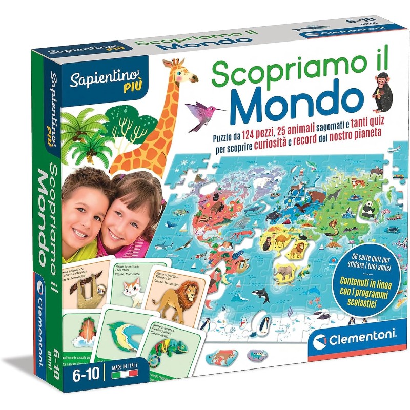 Clementoni - Sapientino più - Scopriamo Educativo 6 Anni sulla Geografia, Geografico del Mondo, Planisfero, Gioco Pianeta Terra,