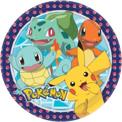Piatti Pokemon, 8 pezzi, diametro 23 cm, in carta, piatti di carta, piatti da festa, stoviglie usa e getta, per compleanno per b