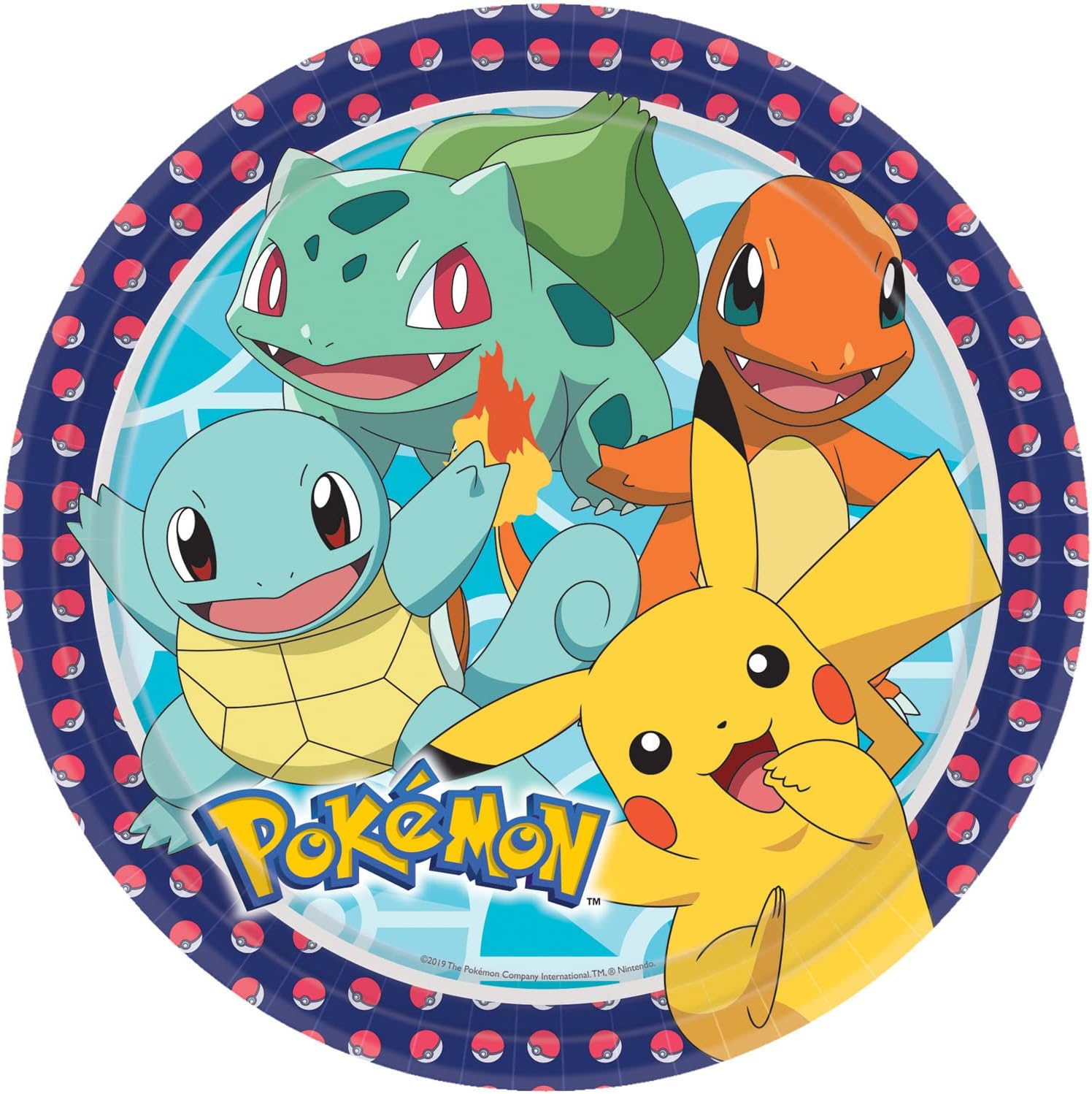 Piatti Pokemon, 8 pezzi, diametro 23 cm, in carta, piatti di carta, piatti  da festa, stoviglie usa e getta, per compleanno per b