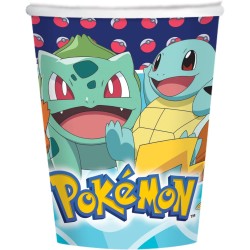 Bicchieri Pokemon, 8 pezzi, capacità 250 ml, carta, bicchieri di carta, bicchieri di carta, stoviglie usa e getta, compleanno pe