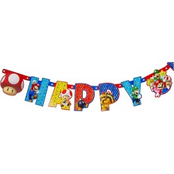 Festone Snodabile Happy Birthday Personalizzabile 190 X 18 Cm Supermario, Multicolore, 7AM9901542