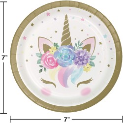 Piatto 18 cm Unicorno Baby 8 pz, 8C343833