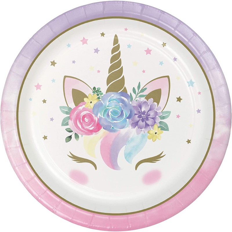 Piatto 23 cm Unicorno Baby 8 pz, 8C343829