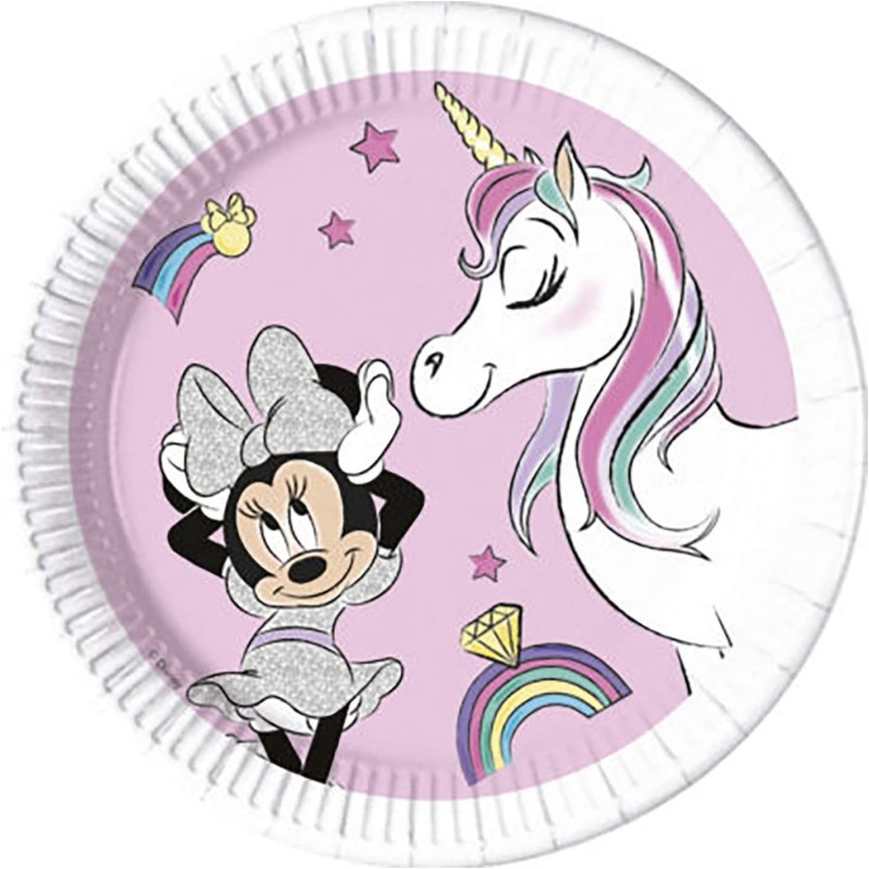 Piatto Carta 23 cm COMPOSTABILE Minnie Unicorn Dreams 8 pz, 5PR90813