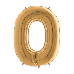 Palloncino Mylar Oro 102cm, Numero 0, DI42500