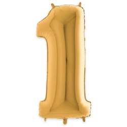 Palloncino mylar oro, 102cm, Numero 1, DI42501