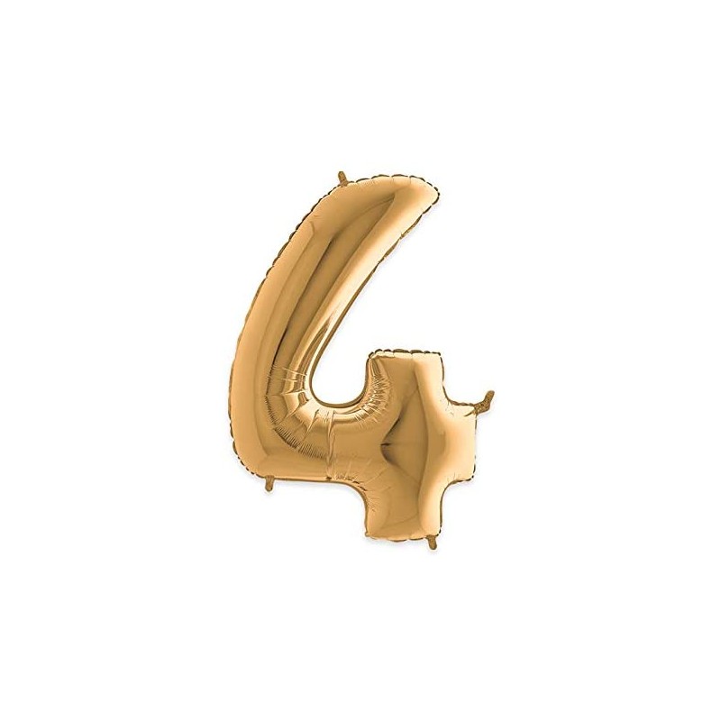 Palloncino mylar, oro, 102cm, Numero 4, DI42504