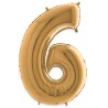 Palloncino mylar, oro, 102cm, numero 6, DI42506