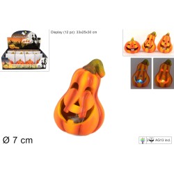 Due Esse - Zucca con Luce 7 cm con batterie - Halloween Decorazioni, 3 assortimenti - 918247