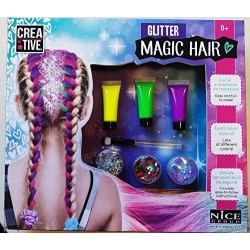 Nice Group - Creative Glitter Magic Hair Set Base, Decora i Capelli con Kit Gel Colorati per Bambine - 02134