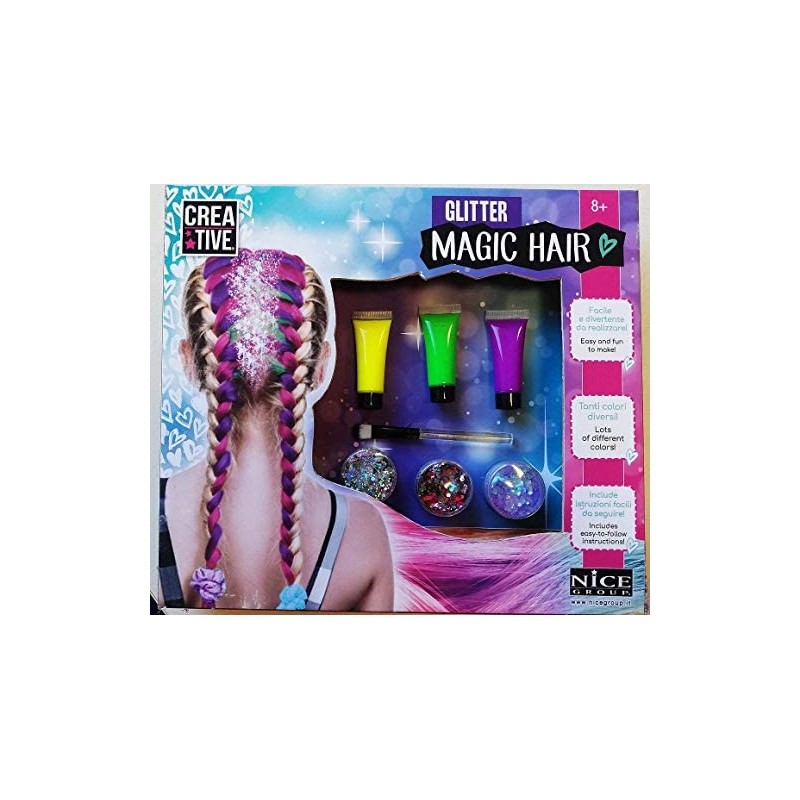 Nice Group - Creative Glitter Magic Hair Set Base, Decora i Capelli con Kit Gel Colorati per Bambine - 02134