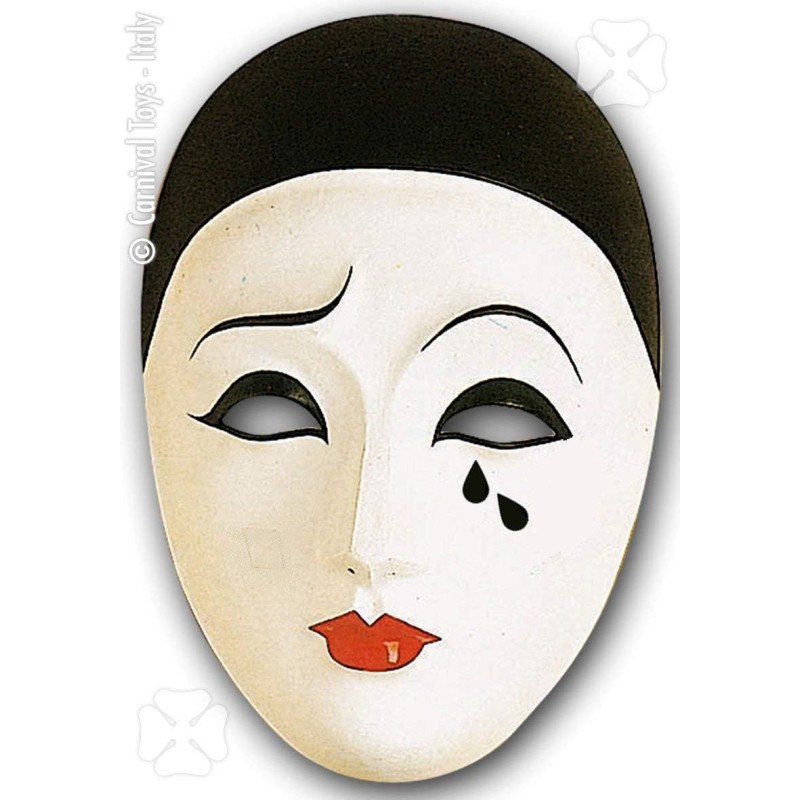 Carnival Toys - Maschera Pierrot Adulto Taglia Unica in Plastica, 00056