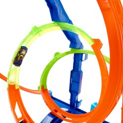 Hot Wheels - Vortice Estremo, pista adrenalinica con 1 macchinina giocattolo, 2 diverse sfide sul circuito a spirale e spazio pe