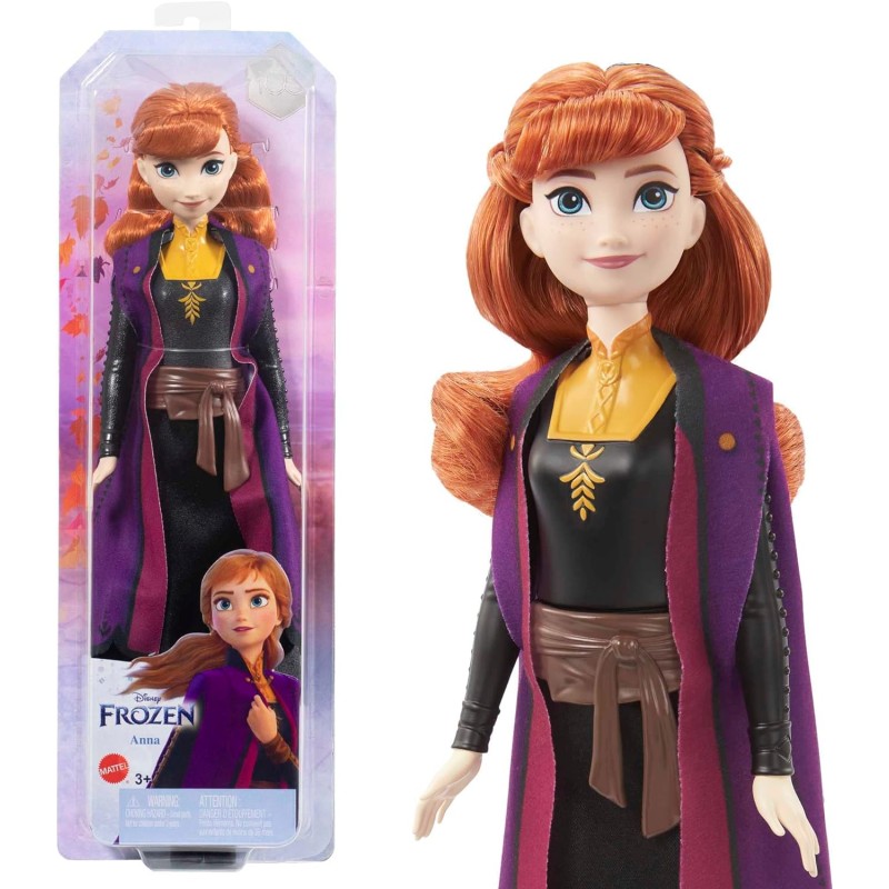 Mattel - Disney Frozen - Anna bambola con abito esclusivo e accessori ispirati ai film Disney Frozen 2, Giocattolo per Bambini 3