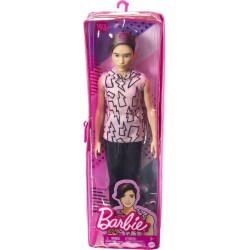 Mattel - Barbie - Ken Fashionistas Bambola n.193, slanciato, capelli castani, felpa con cappuccio con disegno di fulmini - HBV27