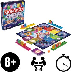 Hasbro - Monopoly Chance - gioco da tavolo, gioco per famiglie di Monopoly veloce da 2 a 4 giocatori - F8555103
