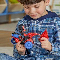Hasbro - Spidey e i Suoi Fantastici Amici Techno-Racer Veicolo Miles Morales con Accessorio - F74555X0