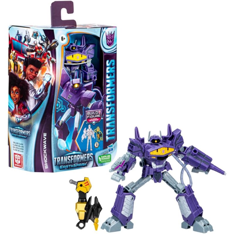 Hasbro - Transformers EarthSpark - Deluxe Class, action figure di Shockwave da 12,5 cm - F6736