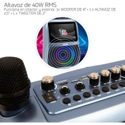 Giochi Preziosi - CANTA TU KARAOKE Pro Impianto Audio Video Portatile, 32 Giga Azzurro Metal, Incluso un Microfono Wireless - CT