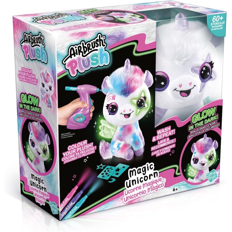 Rocco Giocattoli - Airbrush Plush Unicorno Brilla al Buio - RG76916