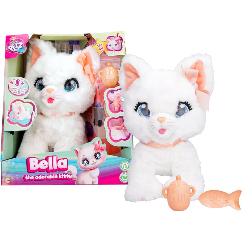 Imc Toys - Club Petz Bella, Feature Plush Gatto Peluche con Funzioni e Suoni - IMC907737