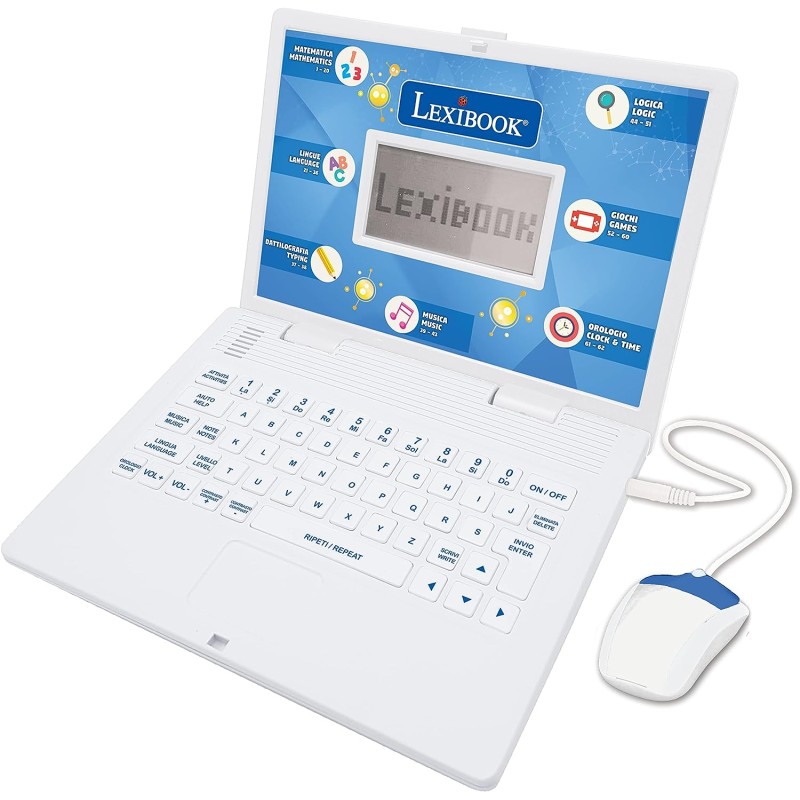 Lexibook - Computer Portatile educativo bilingue italiano/inglese-124 attività per Un apprendimento Divertente e interattivo