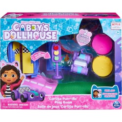Spin Master - Gabby s Dollhouse, Stanza dei Giochi Purr-ific con la macchinina Giocattolo Carlita - 6064149