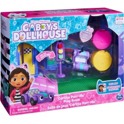Spin Master - Gabby s Dollhouse, Stanza dei Giochi Purr-ific con la macchinina Giocattolo Carlita - 6064149