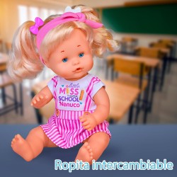 Nenuco - School Hairstyle, bambola 35 cm, con capelli biondi e accessori per realizzare diverse acconciature - NFN60000