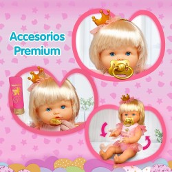 Nenuco - Princess, bambola 42 cm, con i capelli biondi e una corona da principessa, con 11 funzioni e 10 accessori - NFN61000