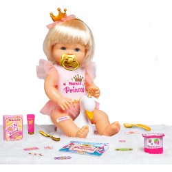 Nenuco - Princess, bambola 42 cm, con i capelli biondi e una corona da principessa, con 11 funzioni e 10 accessori - NFN61000