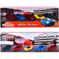 Majorette - Giftpack Alfa Romeo, 5 modelli esclusivi in metallo pressofuso, sistema a ruota libera, parti apribili - 212053178SI