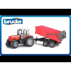 BRUDER 02045 - Trattore Massey Ferguson 7480 con rimorchio Ribaltabile