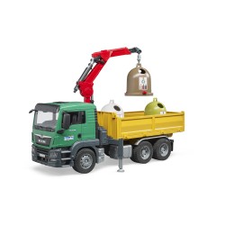 BRUDER 03753 - Man TGS - Camion con Gru di carico e Contenitore in Vetro Anticato