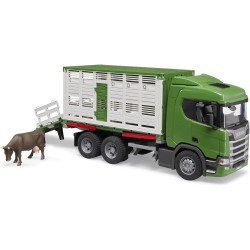 BRUDER 03548 - Scania Super 560R Camion per il trasporto di bestiame con animale