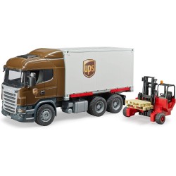 BRUDER 03582 - Camion Scania R Series UPS Porta Container con Muletto Scania Super 560R