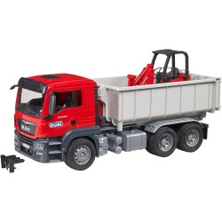BRUDER 03767 - MAN TGS Autocarro con cassone scarrabile e pala compatta