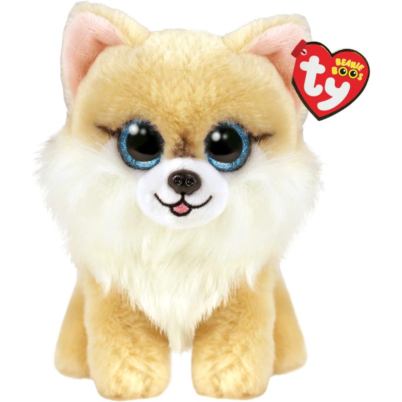 TY - Peluche - Beanie Boos - Honeycomb il Corgi, con Occhi Azzurri Grandi e Glitter, il Peluche con gli Occhi Grandi Scintillant