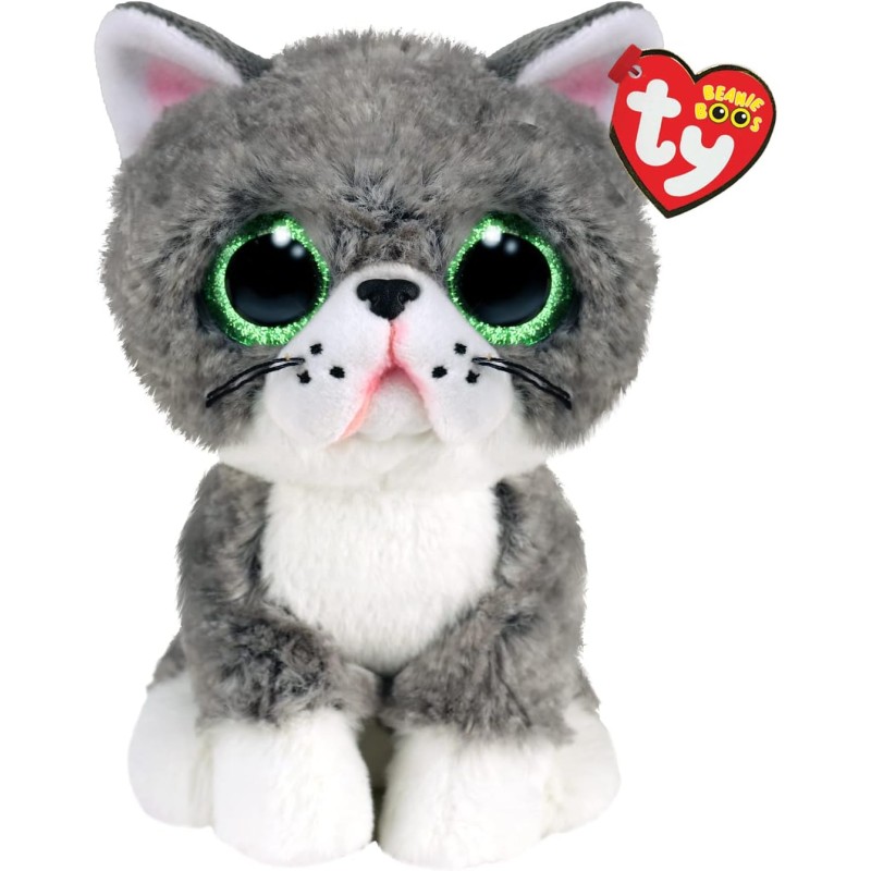 TY - Peluche - Beanie Boos - Fergus il Gatto, con Occhi Verdi Grandi e Glitter, il Peluche con gli Occhi Grandi Scintillanti 15 