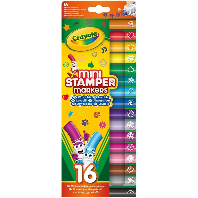 CRAYOLA - 16 Pennarelli Lavabili con Punta a Stampino Pip Squeaks, 16  Colori Differenti, per Scuola e