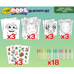 CRAYOLA POPS - Super Set Attività 3D, per Colorare e Creare disegni in 3D, Attività Creativa Soggetto Giungla - 04-2595