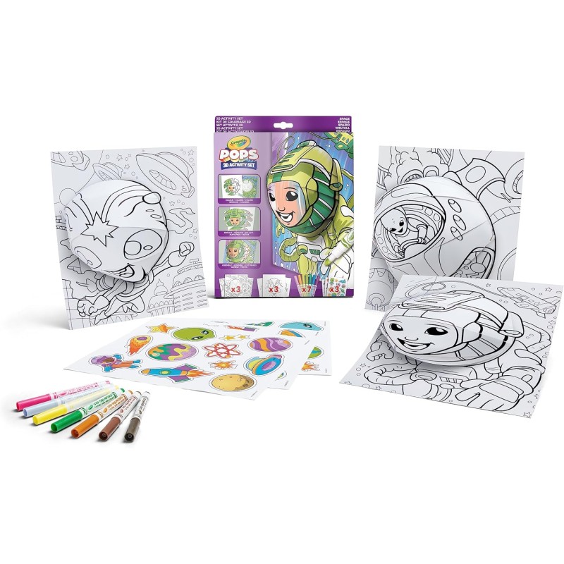 CRAYOLA POPS - Set Attività 3D, per Colorare e Creare disegni in 3D, Attività Creativa soggetto Spazio - 04-2806